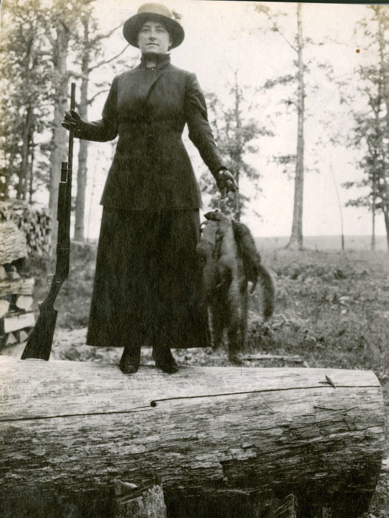 Even when hunting, women of the early 20th century wore corsets.  (Courtesy of White River Valley M)