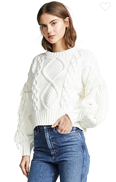 Cream color cable-knit sweater